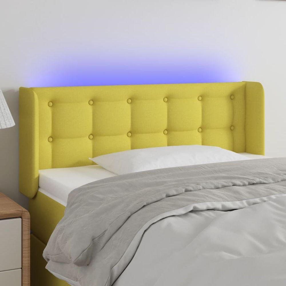 Vidaxl Čelo postele s LED zelené 93x16x78/88 cm látka